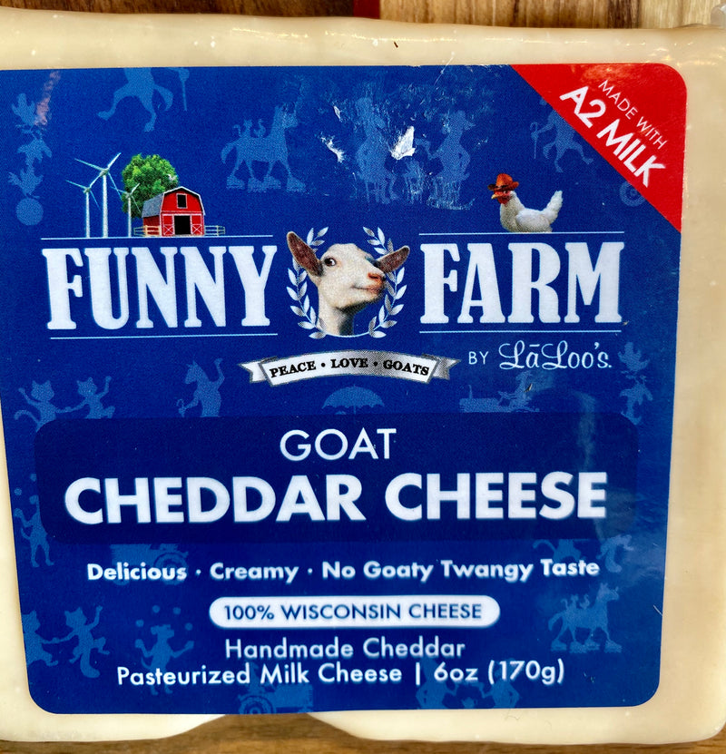 Goat Cheddar - Funny Farm by LaLoo's – St. Kilian's Cheese Shop